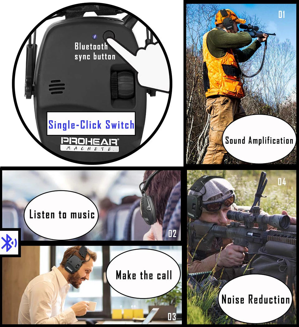 ZOHAN Bluetooth Shooting Earmuffs with Noise Reduction & Sound Amplification