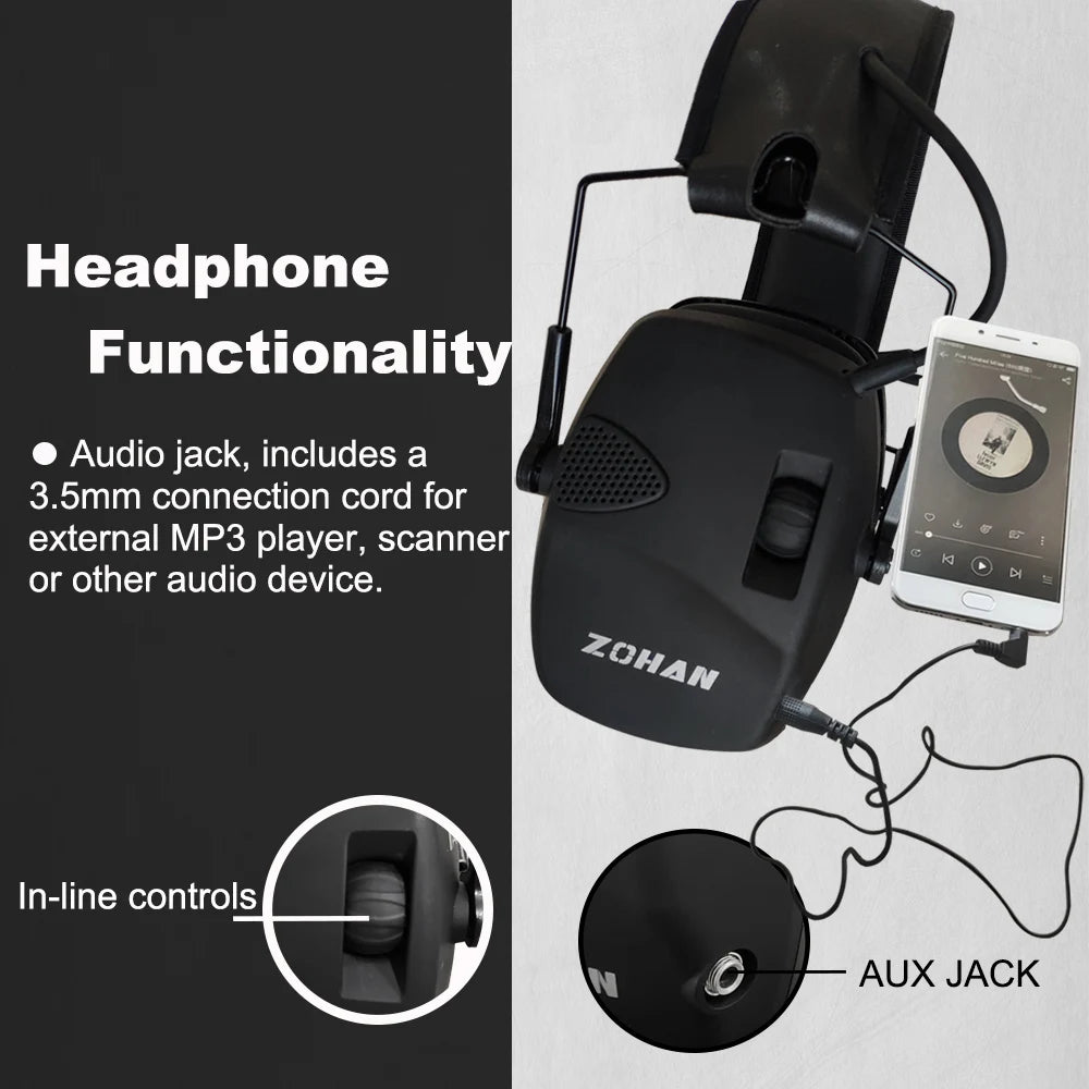 ZOHAN Electronic Shooting Ear Protection – Sound Amplification Anti-Noise Earmuffs