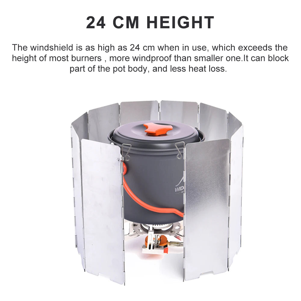 WIDESEA Folding Camping Wind Shield – Portable Aluminum Alloy Stove Screen for Outdoor Cooking