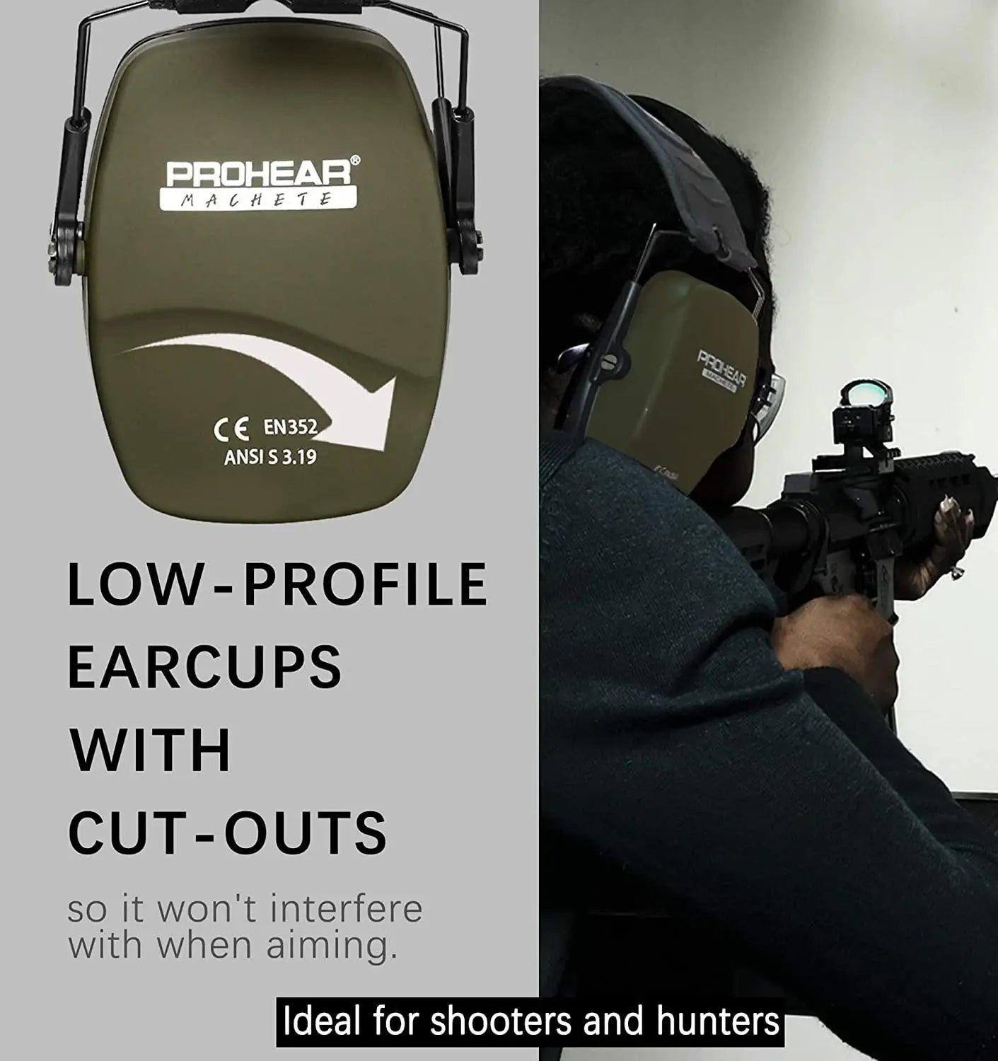 ZOHAN Shooting Ear Protection Earmuffs – Slim Passive Hearing Protector NRR 26dB