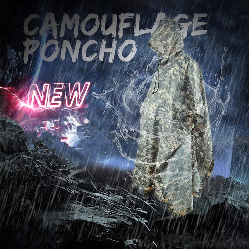 HIGH-JUMP PU Breathable Camouflage Poncho for Hunting and Hiking