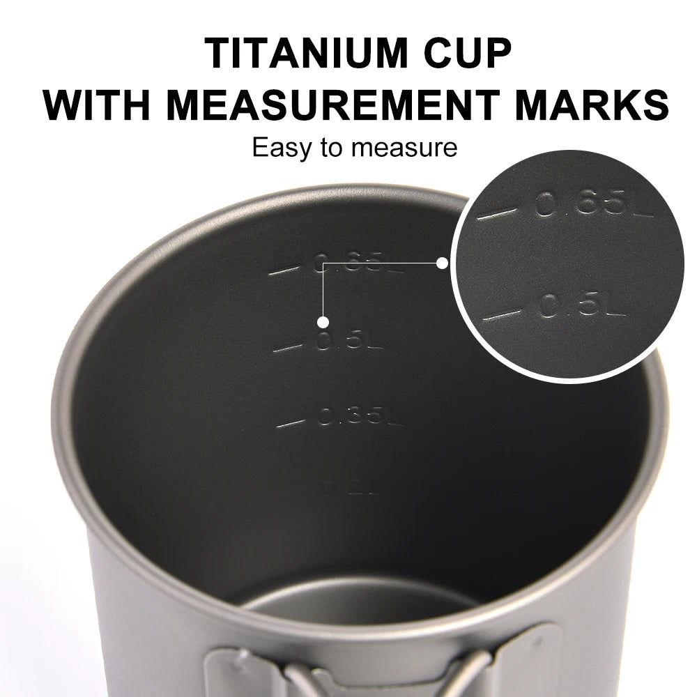 WIDESEA Titanium Camping Mug – 600ml Lightweight Cup for Outdoor Hiking & Travel