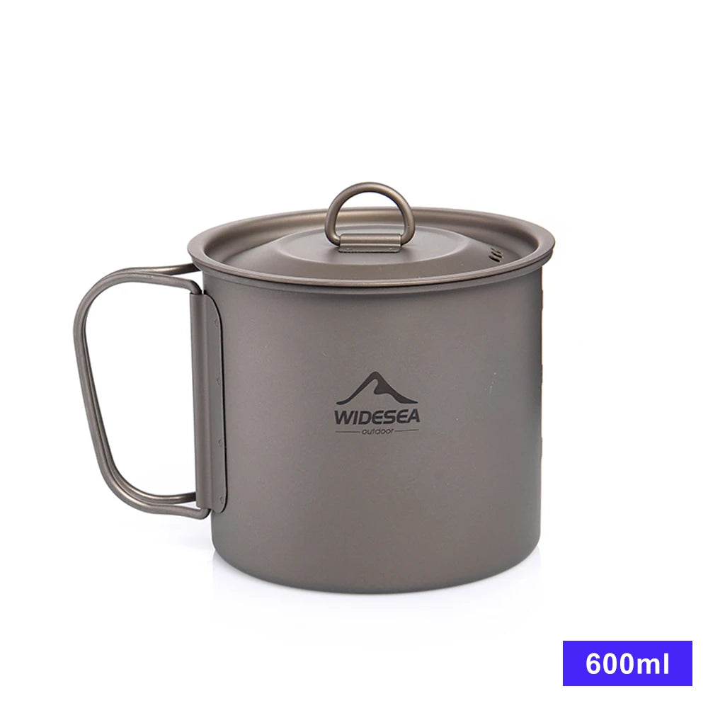 WIDESEA Titanium Camping Mug – 600ml Lightweight Cup for Outdoor Hiking & Travel