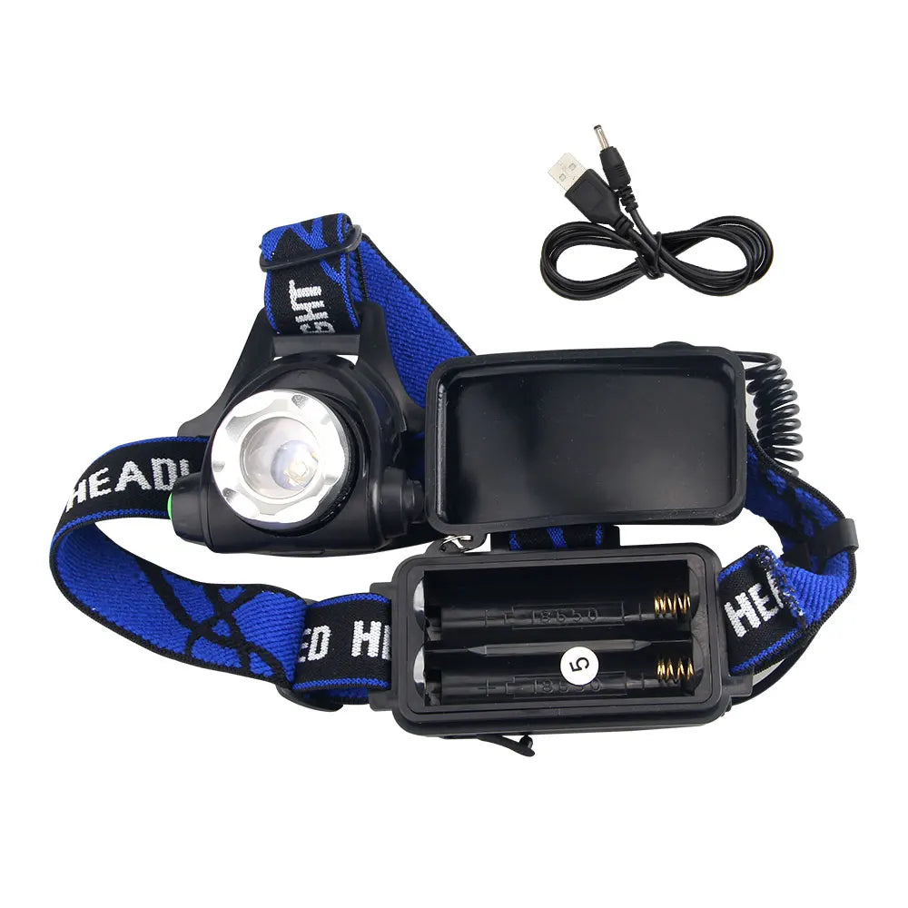 VASTFIRE Tactical Zoomable Headlamp - Red/Green/Purple LED with USB Charging