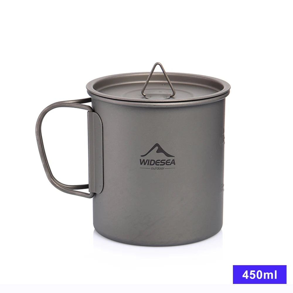 WIDESEA Titanium Camping Mug – 600ml Lightweight Cup for Outdoor Hiking & Travel