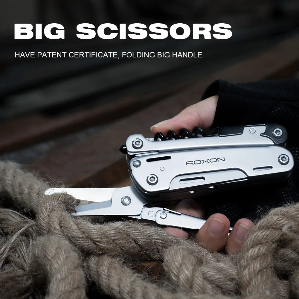 ROXON S801S 16-in-1 Multi-Tool with Pliers, Pocket Knife, and Screwdriver Set for Camping and Survival