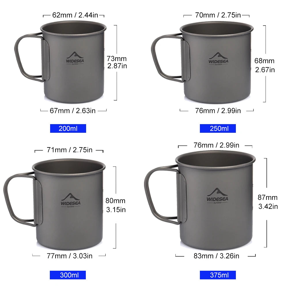 WIDESEA Titanium Camping Mug – 600ml Lightweight Cup for Outdoor Hiking & Travel