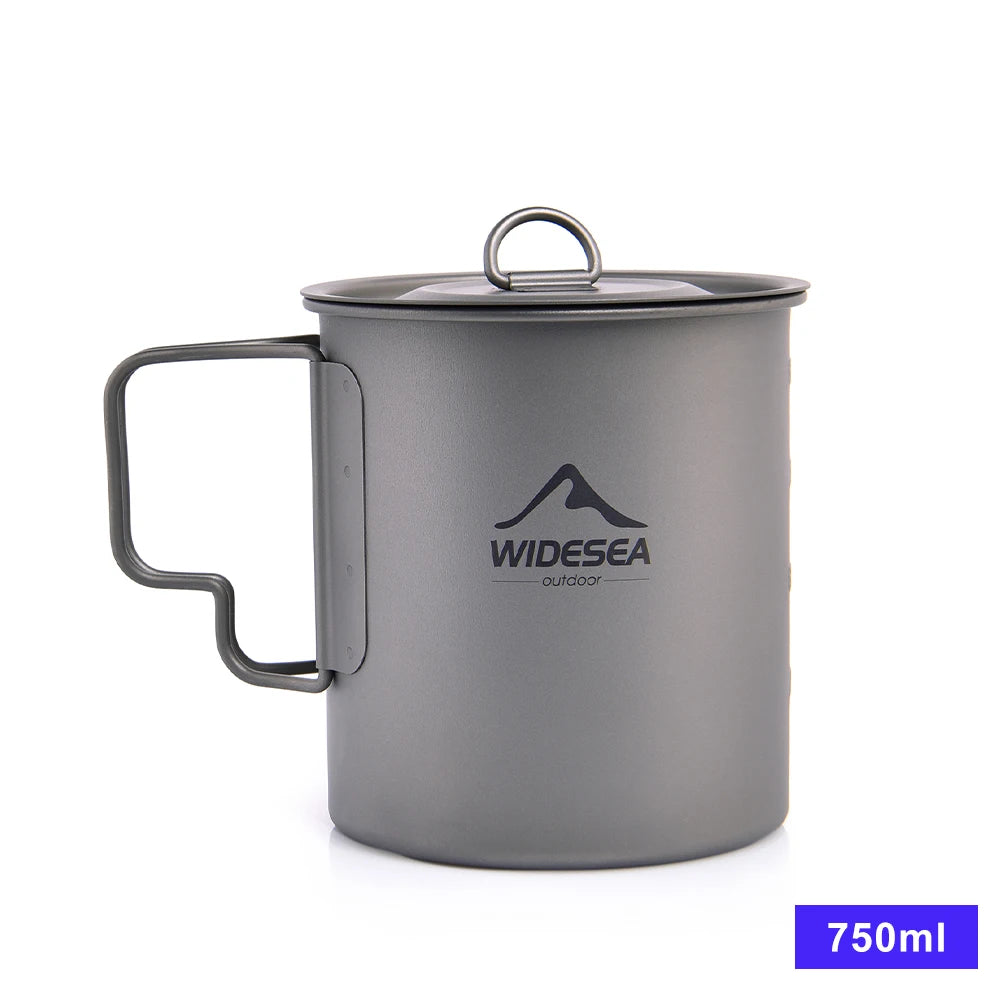 WIDESEA Titanium Camping Mug – 600ml Lightweight Cup for Outdoor Hiking & Travel