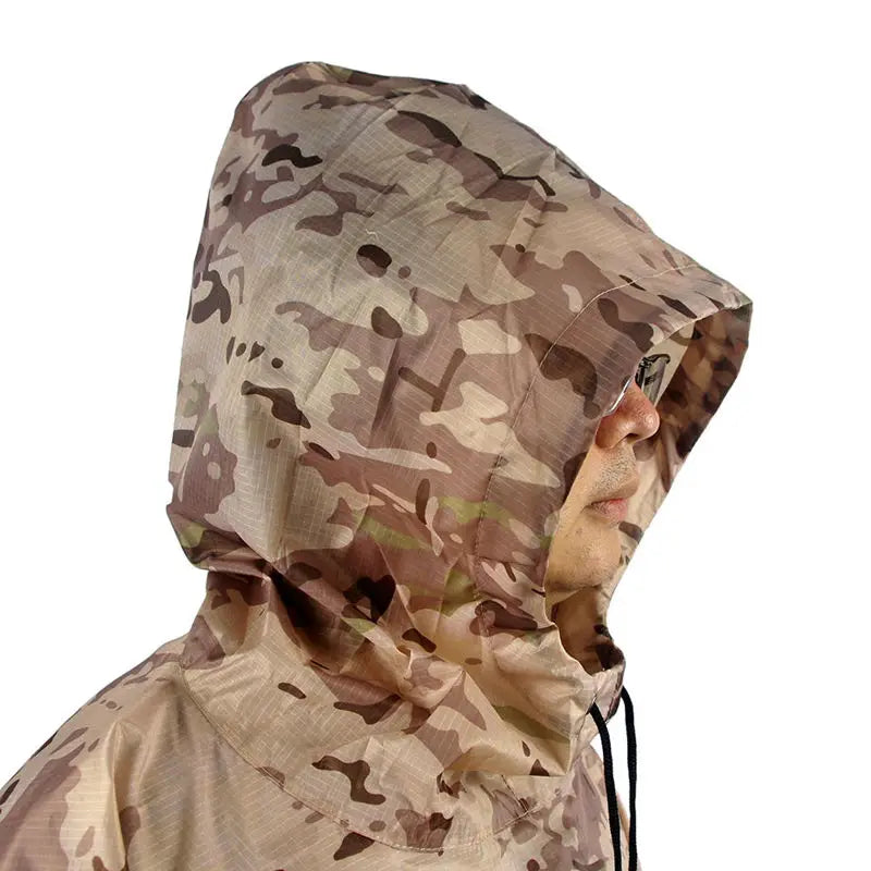 HIGH-JUMP PU Breathable Camouflage Poncho for Hunting and Hiking