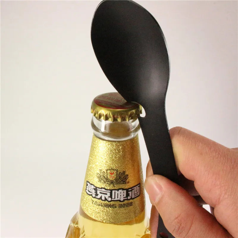 5 in 1 Stainless Steel Camping Multi-Tool Fork Spoon Bottle Opener