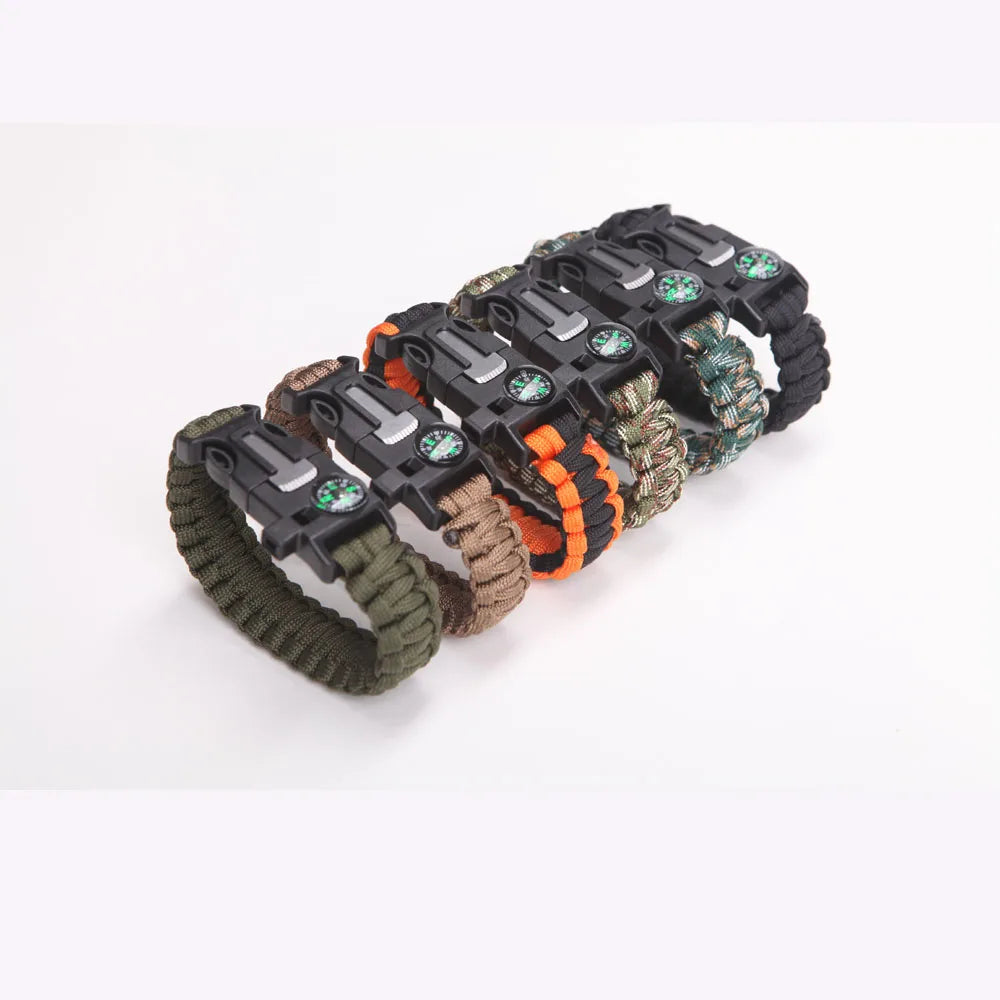 HEWOLF Military Emergency Paracord Survival Bracelet – 4mm Parachute Cord with Whistle Buckle
