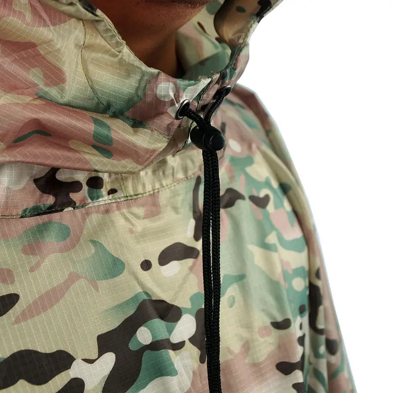 HIGH-JUMP PU Breathable Camouflage Poncho for Hunting and Hiking