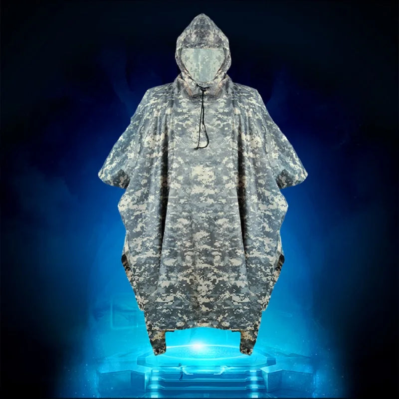 HIGH-JUMP PU Breathable Camouflage Poncho for Hunting and Hiking