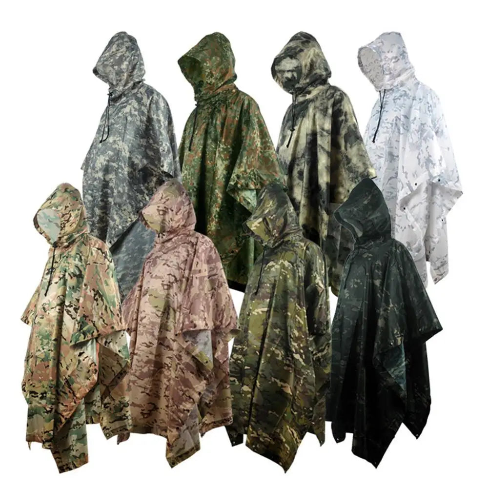HIGH-JUMP PU Breathable Camouflage Poncho for Hunting and Hiking