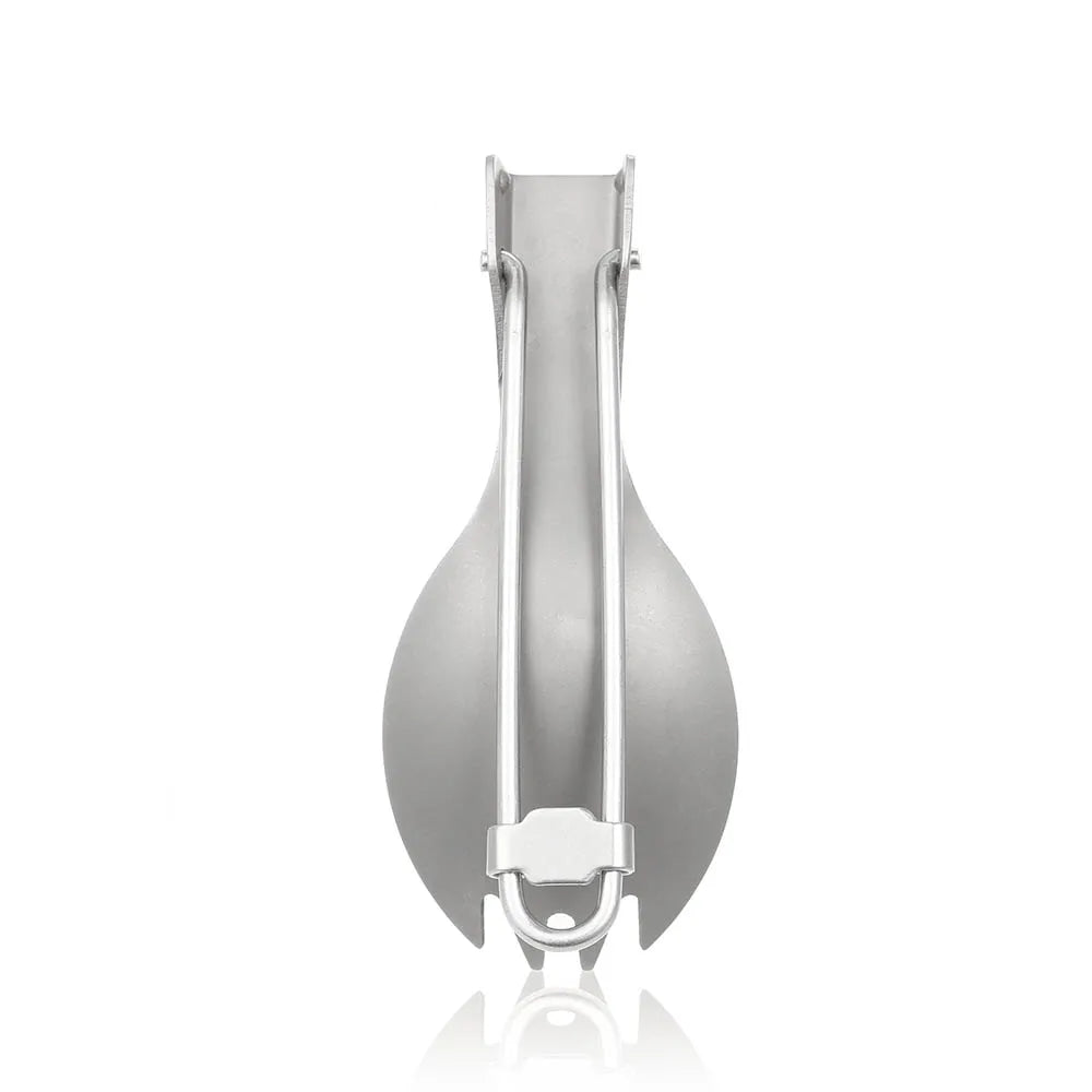 TOMSHOO Titanium Folding Spork – Ultralight 2-in-1 Camping Utensil for Outdoor & Travel