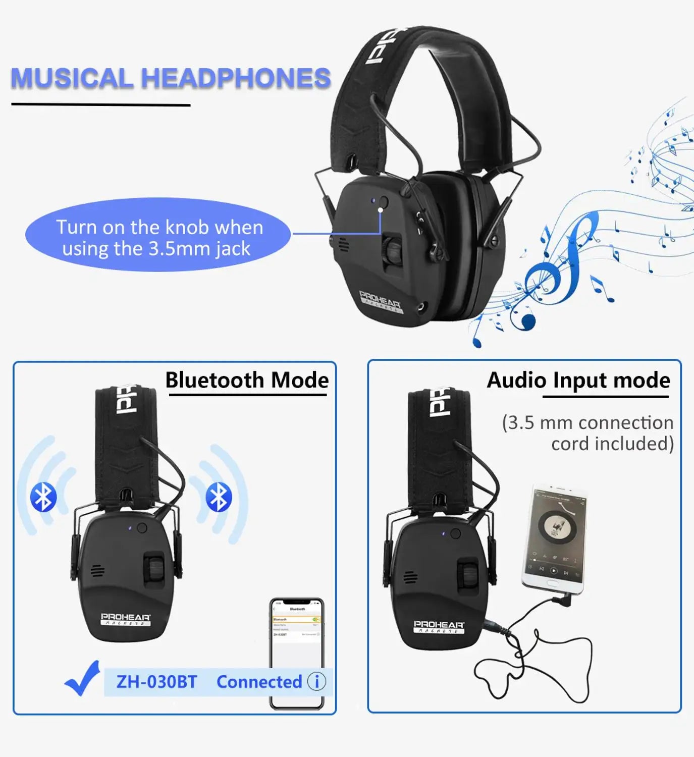 ZOHAN Bluetooth Shooting Earmuffs with Noise Reduction & Sound Amplification