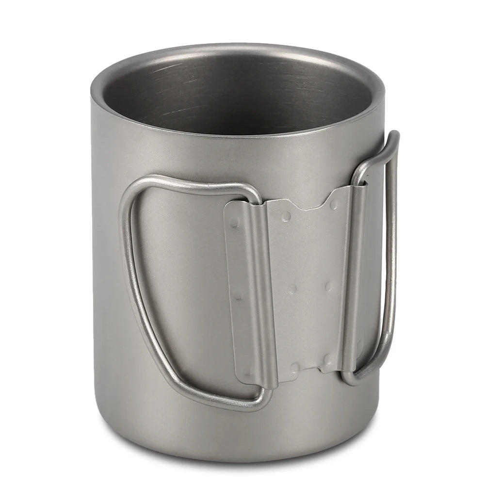 TOMSHOO Double-Wall Titanium Cup – Insulated Water & Coffee Mug for Camping & Home