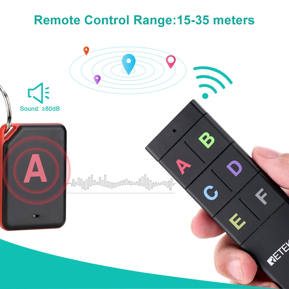 RETEKESS TH104 Wireless Key Finder with 6 Receivers and Remote Control