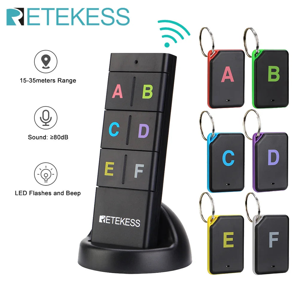 RETEKESS TH104 Wireless Key Finder with 6 Receivers and Remote Control