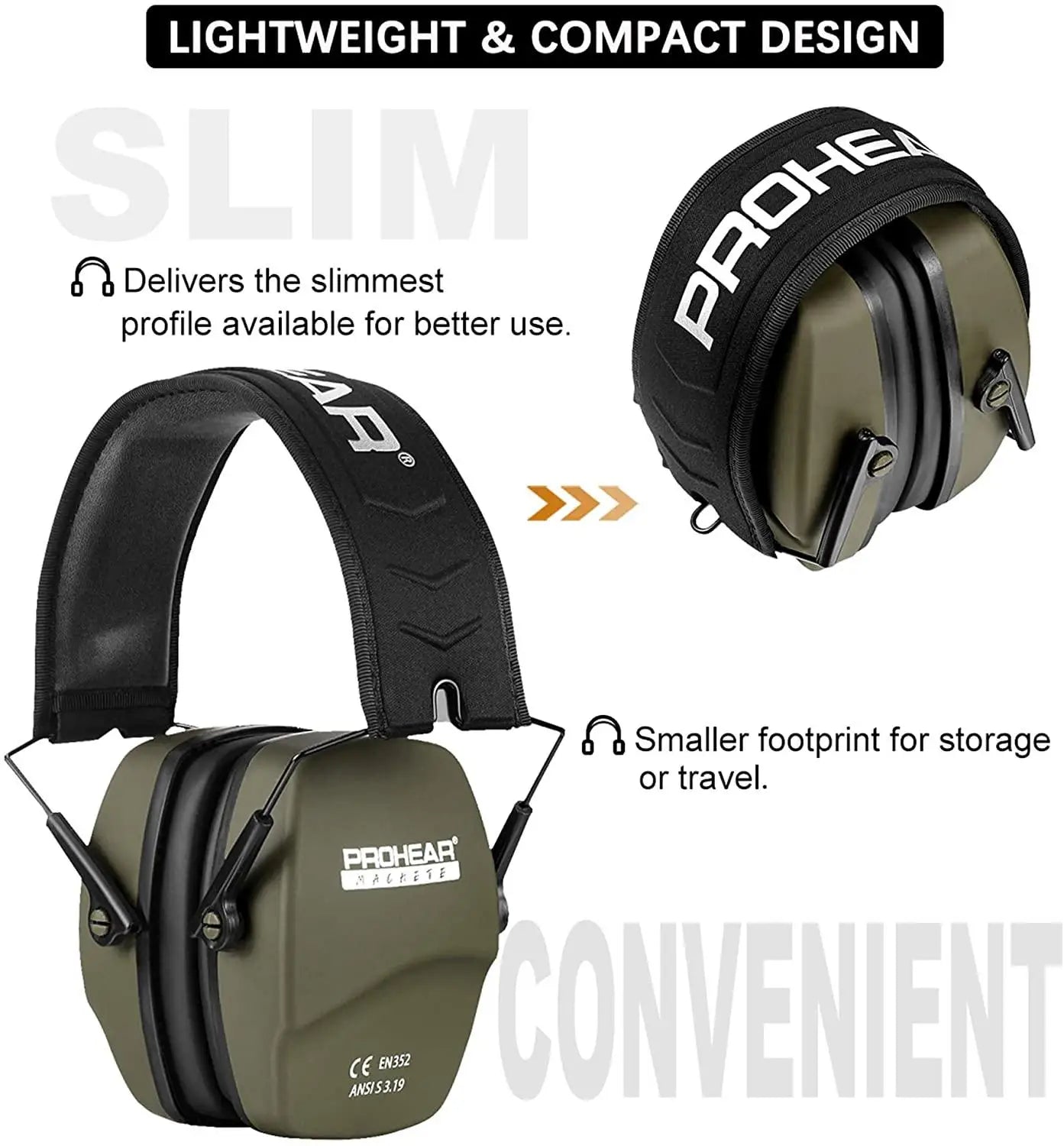 ZOHAN Shooting Ear Protection Earmuffs – Slim Passive Hearing Protector NRR 26dB