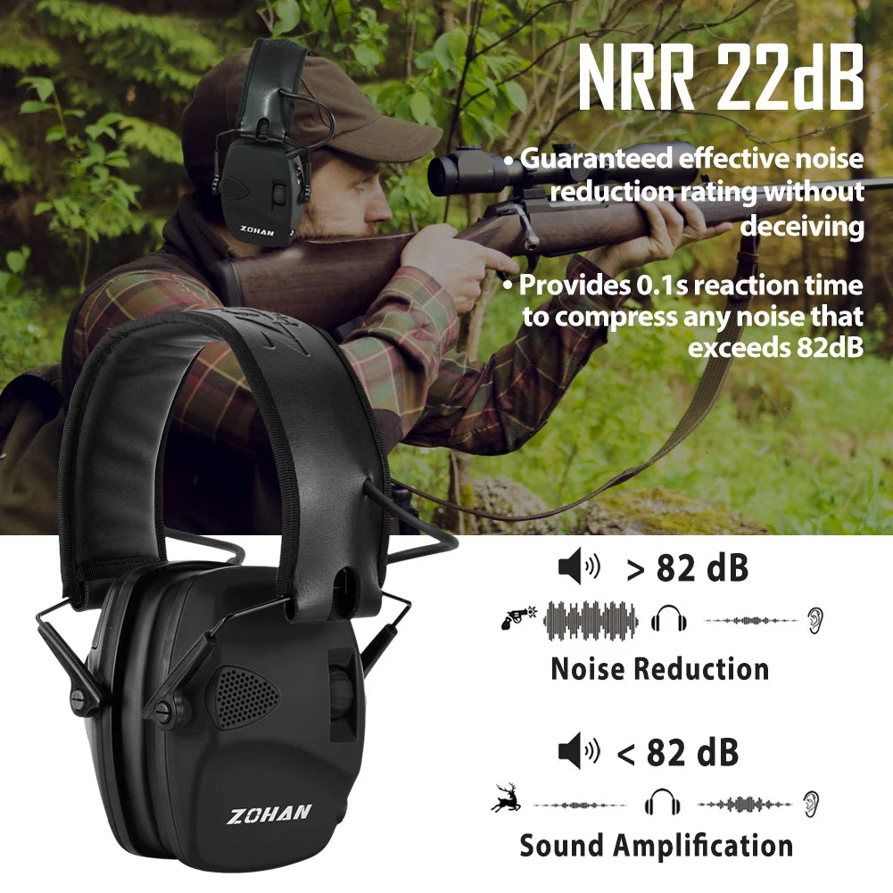ZOHAN Electronic Shooting Earmuffs Noise Reduction Ear Protection for Hunting and Shooting
