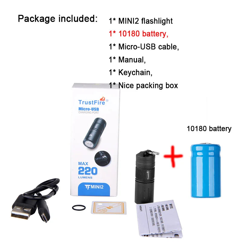 TRUSTFIRE Mini2 USB Rechargeable Keychain Flashlight – 250 Lumens Compact EDC Torch