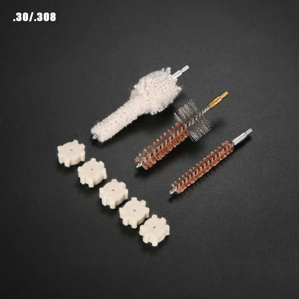 8Pcs Tactical Gun Cleaning Kit – Bronze, Stainless Steel, Cotton Brushes for .30/.308/.223cal