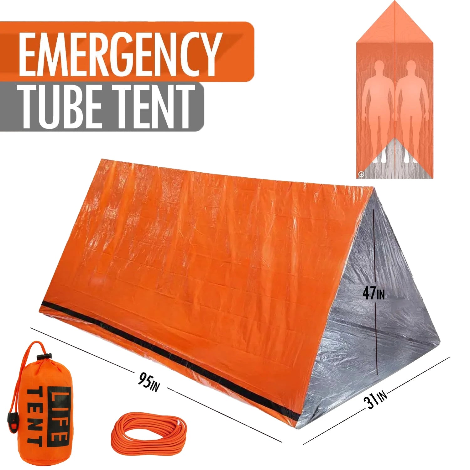 2-Person Waterproof Emergency Survival Tent for Camping and Disaster Relief
