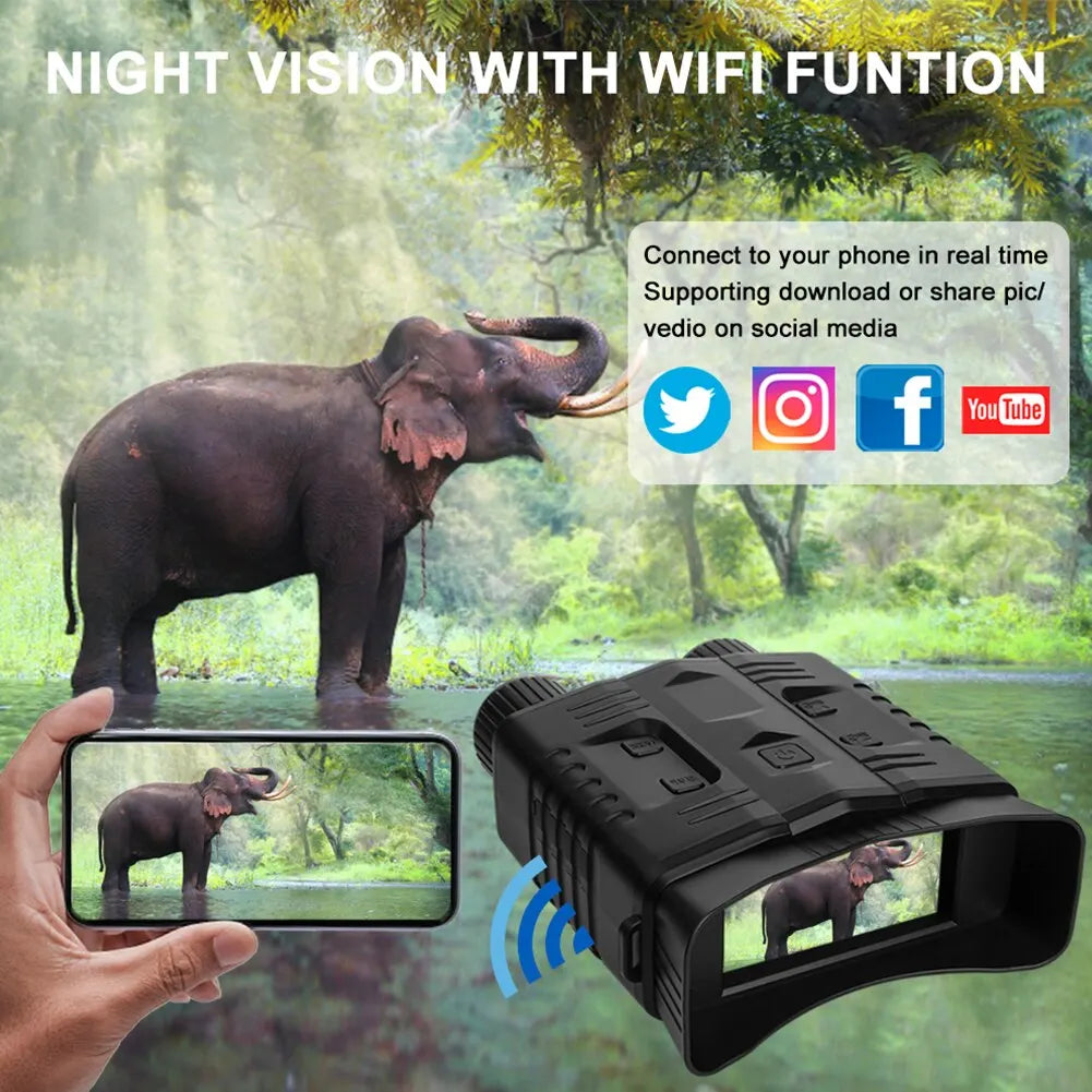 4K Night Vision Binoculars – 10x Digital Zoom, 800m Range with WiFi for Hunting & Camping