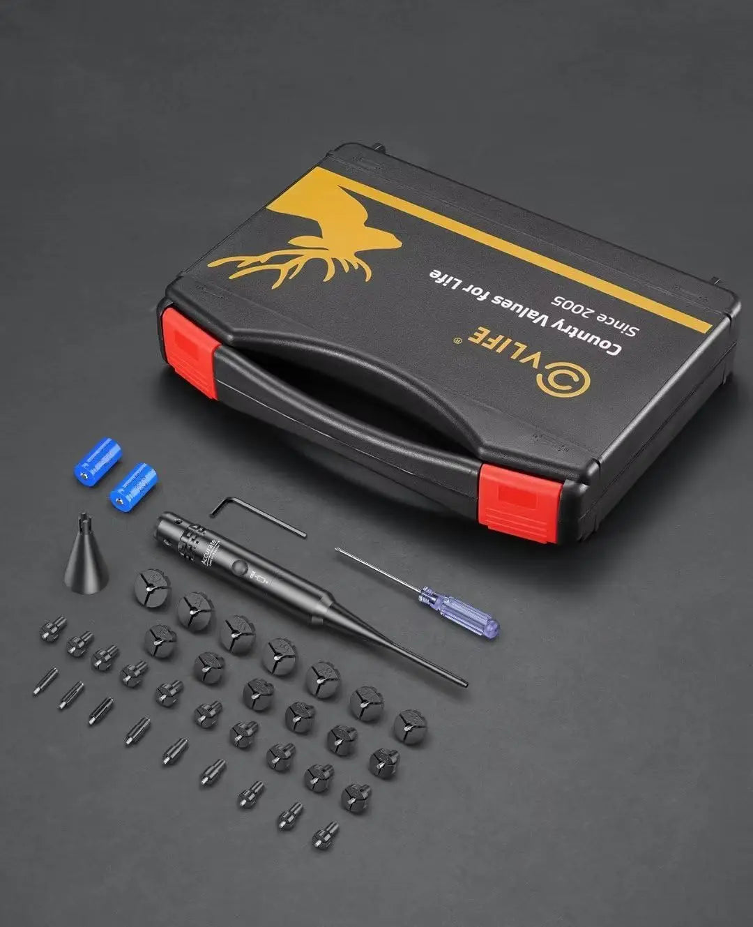 MIDTEN Professional Laser Bore Sight Kit with 32 Adapters for 0.17 to 12GA, Red or Green Laser