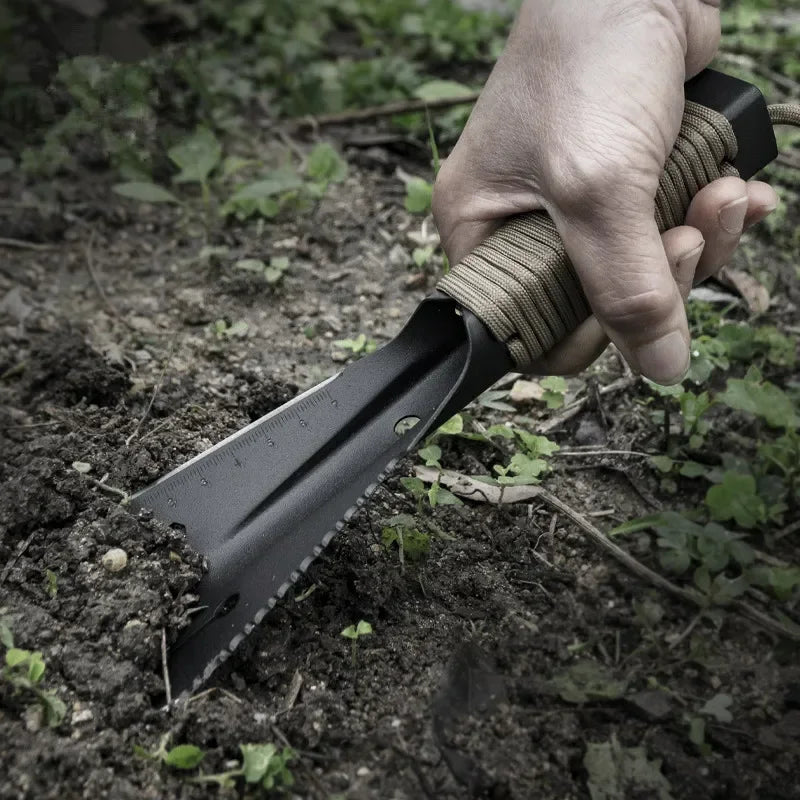 Stainless Steel Garden Trowel – Multi-Tool Camping Shovel with Paracord Handle and Pouch