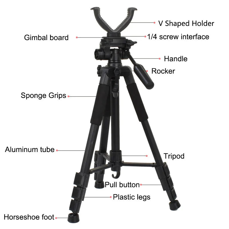 Aluminium Hunting Tripod – Adjustable V Yoke Shooting Rack for Rifles or Cameras