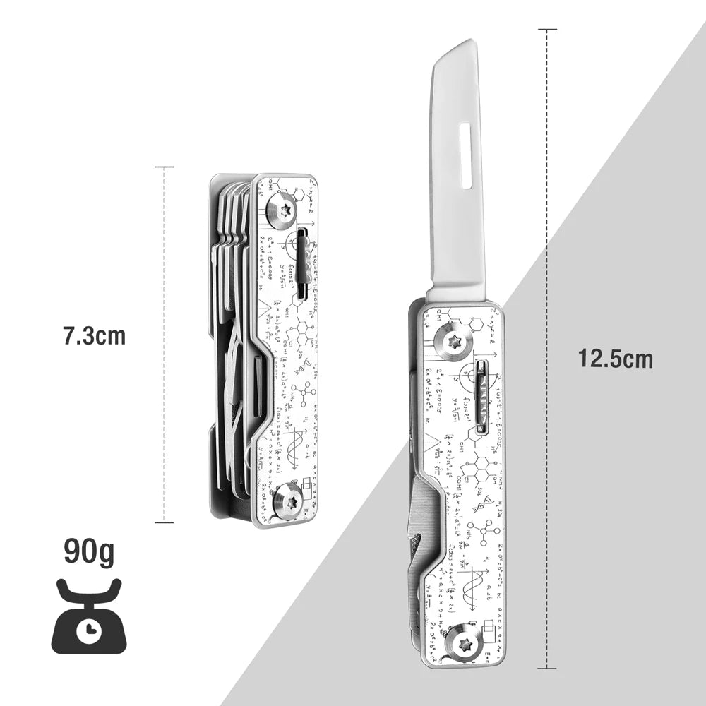 FLISSA 9-in-1 Stainless Steel Folding Multitool Knife Compact Pocket Tool for Camping