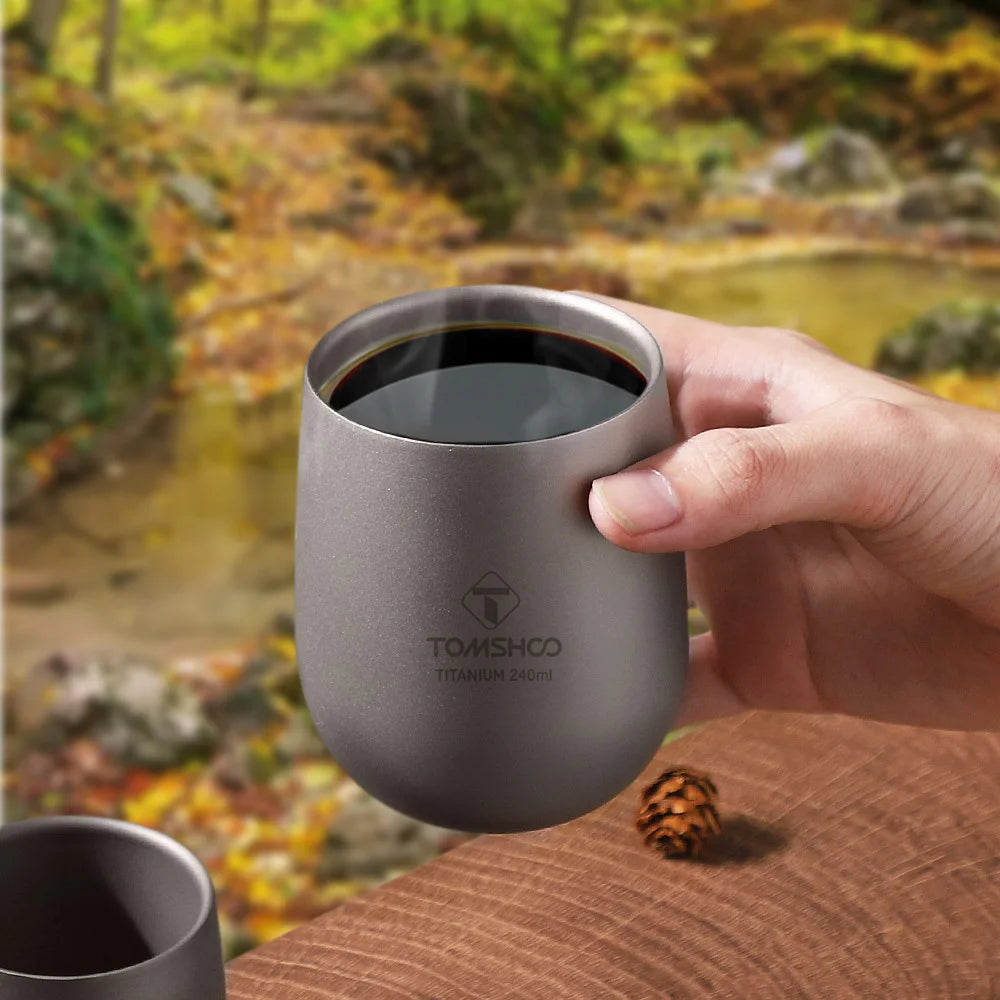 TOMSHOO Titanium Double-Wall Cup – Insulated Drink Cup for Camping & Travel