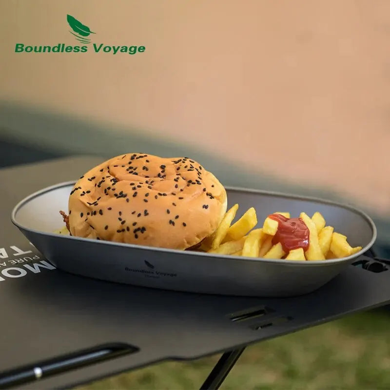 BOUNDLESS VOYAGE Titanium Plate – Ultralight & Durable Dinner Plate for Camping & Home