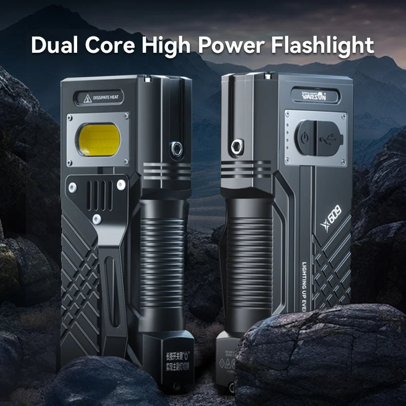WARSUN X609 3000 Lumen Rechargeable Tactical Flashlight with Long-Range Beam
