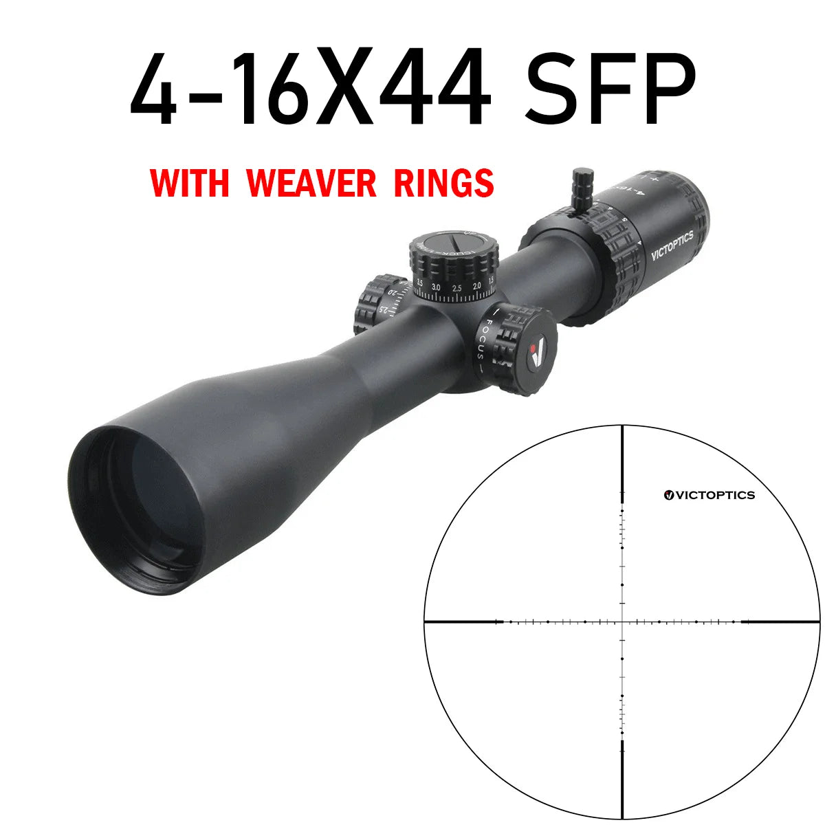 VICTOPTICS S4 4-16×44 FFP Riflescope - FDE Tactical Scope with Ultra-Precise Adjustments for .22 LR & Air Guns