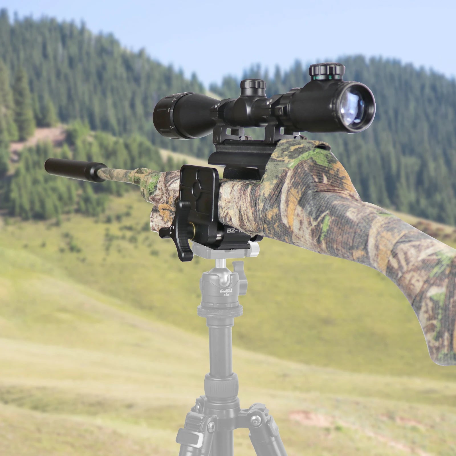 BZTAC Tactical Rifle Clamp Saddle – Aluminium Tripod Mount for Hunting & Target Shooting
