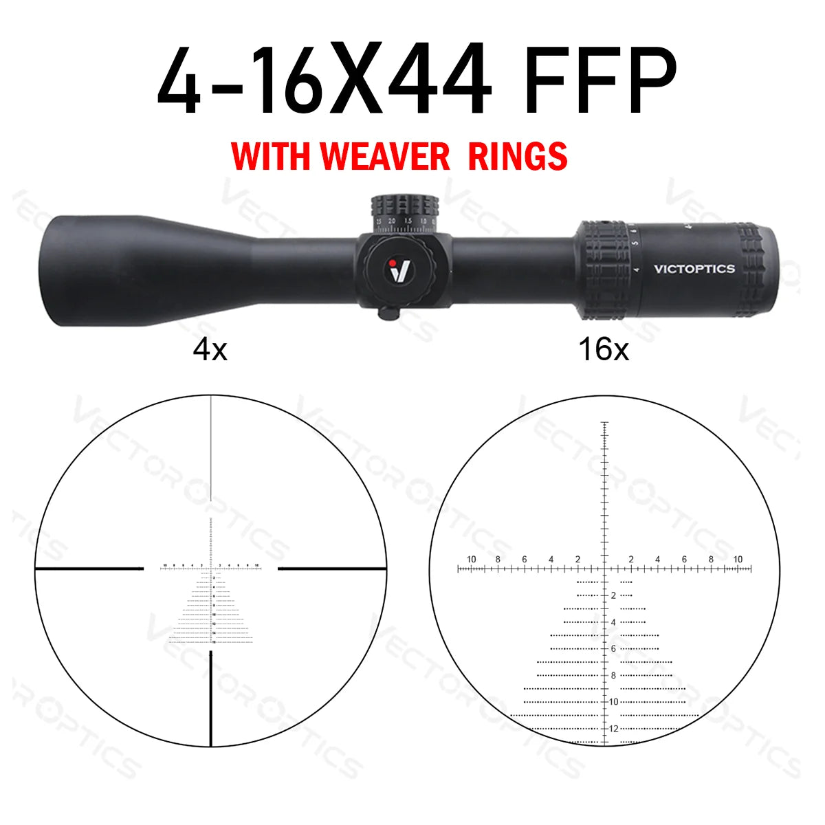 VICTOPTICS S4 4-16×44 FFP Riflescope - FDE Tactical Scope with Ultra-Precise Adjustments for .22 LR & Air Guns