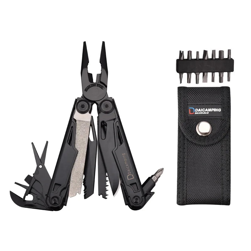 DAICAMPING DL12 EDC Multi-Tool with Folding Knife, Pliers, Saw, and Camping Gear