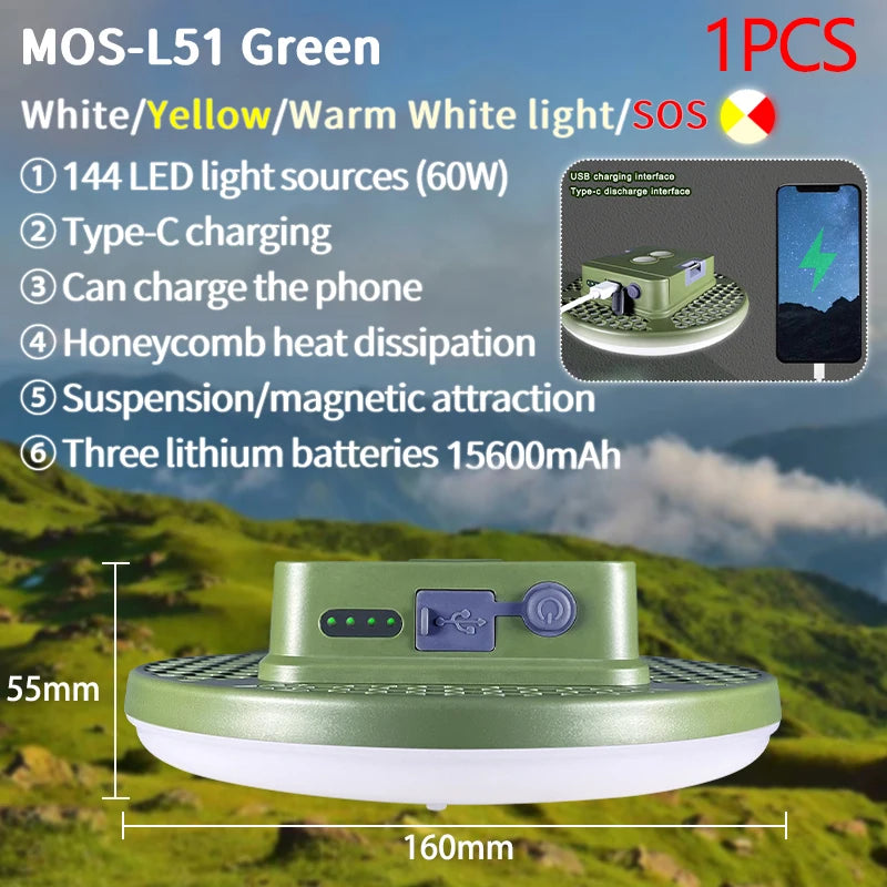 MOSLIGHTING Rechargeable Camping Lantern - Multi-Model LED Light with 15600mAh Battery