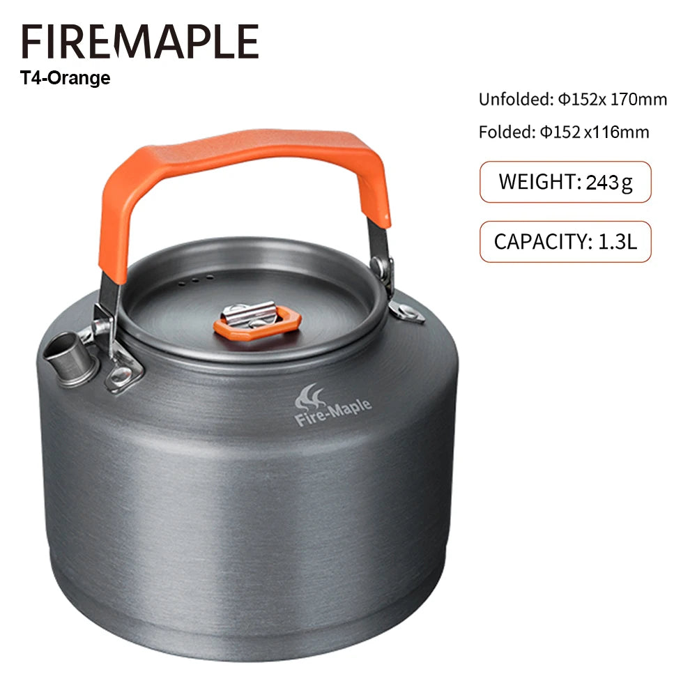 FIRE MAPLE Hiking Teapot – Lightweight Heat Exchanger Camping Kettle (0.8L/1.3L) with Filter