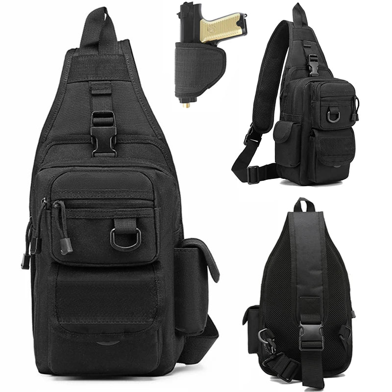 AIRSSON Men Casual Chest Bag – Universal Pistol Holster EDC Pouch for Hunting & Outdoor Sports