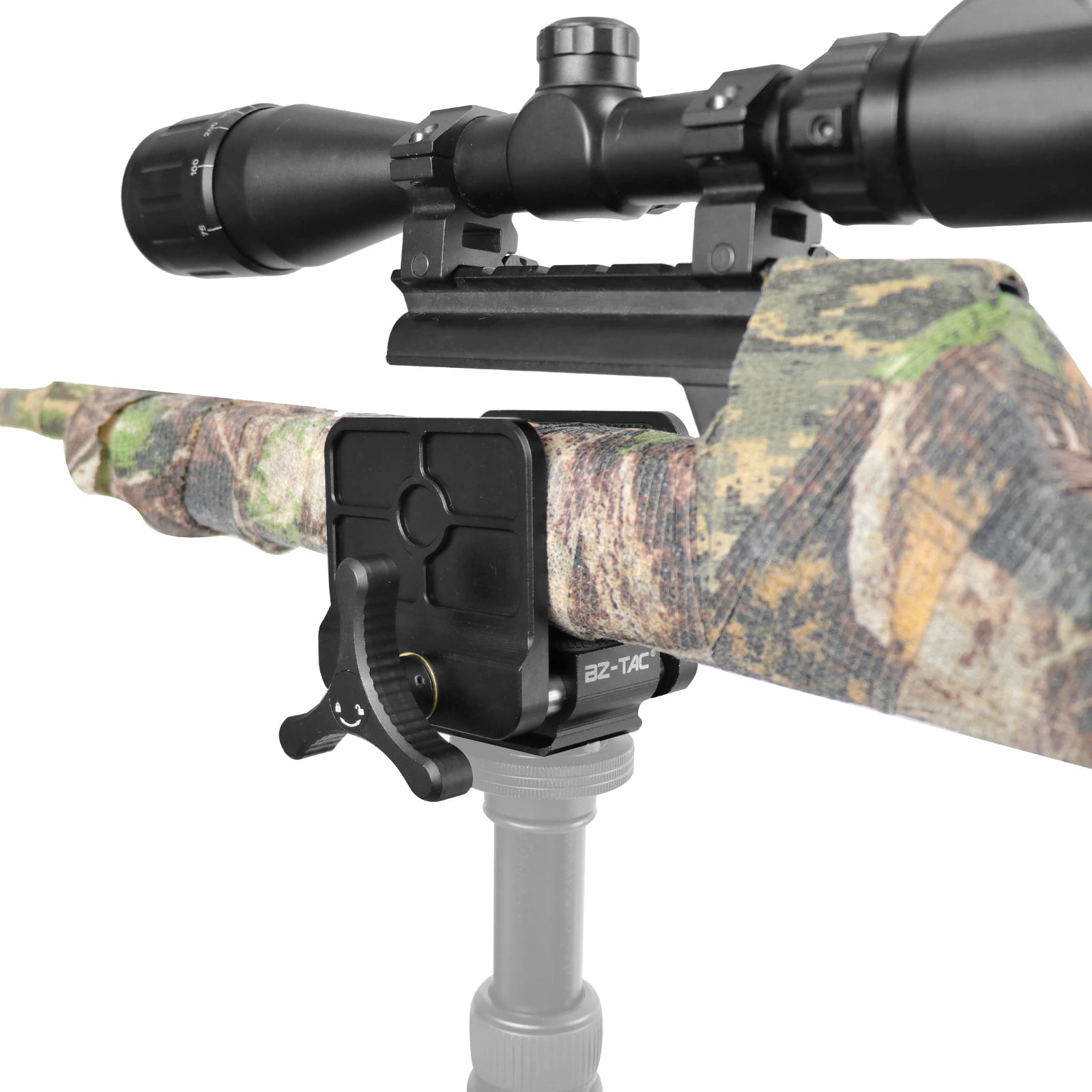 BZTAC Tactical Rifle Clamp Saddle – Aluminium Tripod Mount for Hunting & Target Shooting
