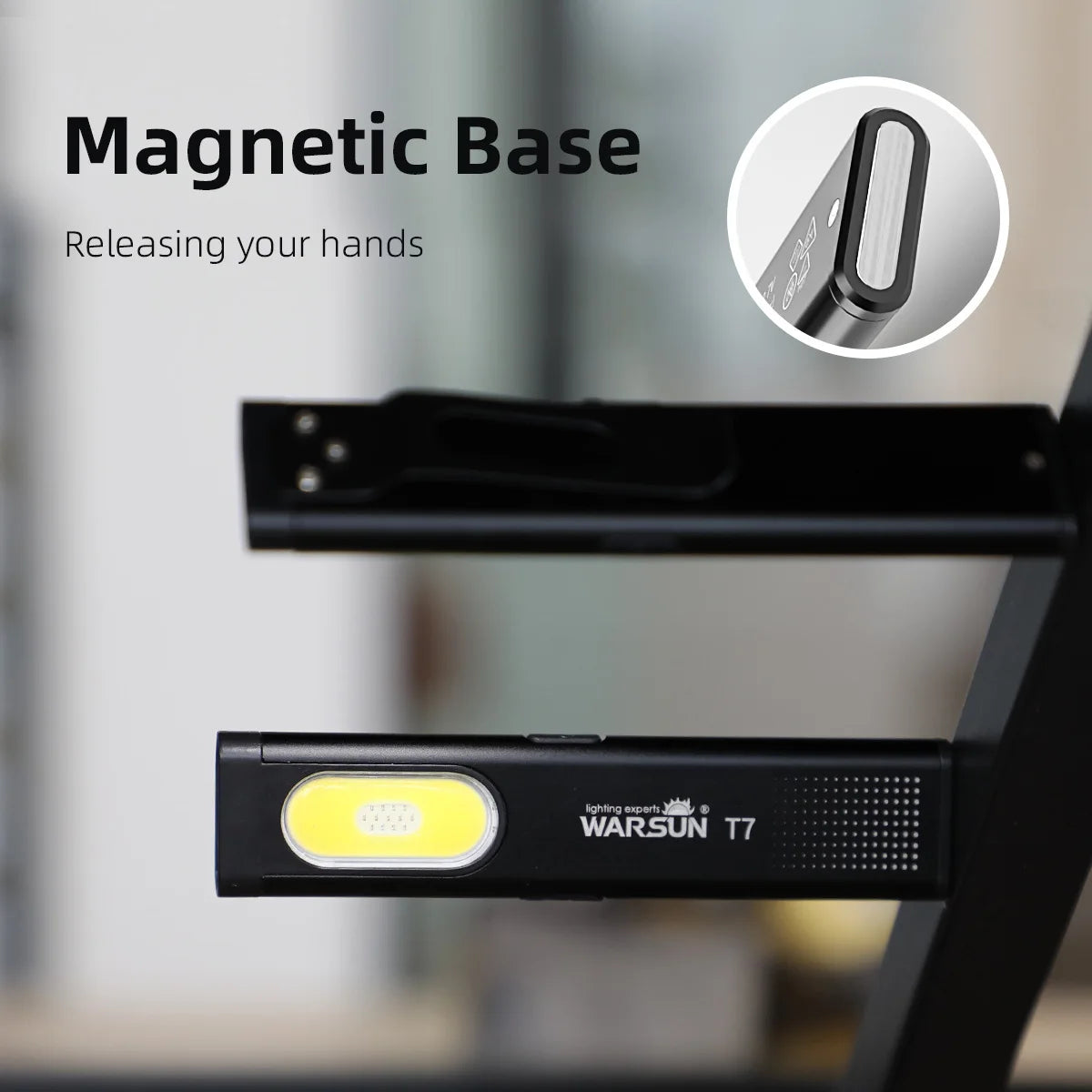 WARSUN T7 600 Lumen USB-C Rechargeable Mini Keychain Flashlight with Magnet