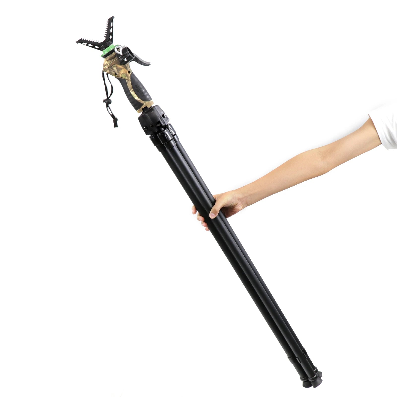HUNTPAL Generation 4 Adjustable Hunting Tripod – Camo Shooting Stick with 360° V Yoke