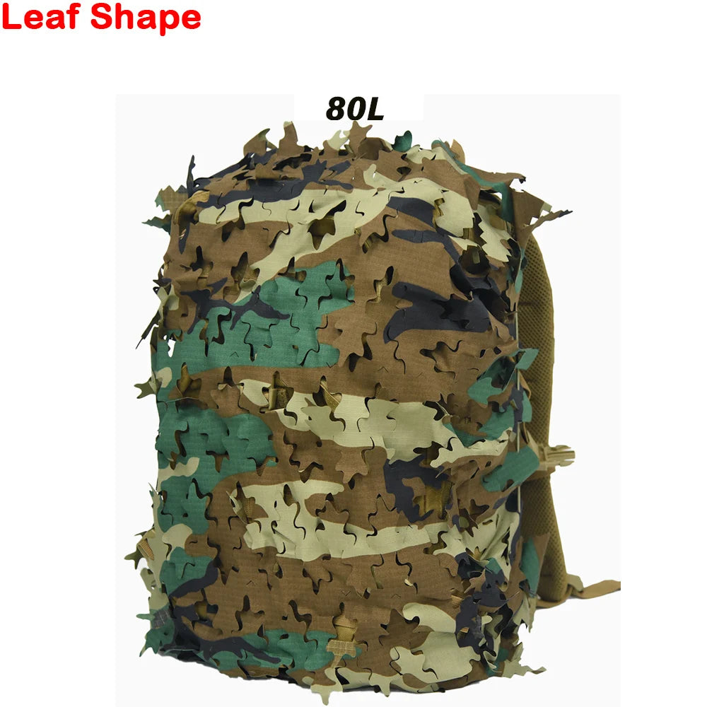 3D Camo Net Backpack Cover – Laser Cut Camouflage for Hunting & Paintball (60L/80L)