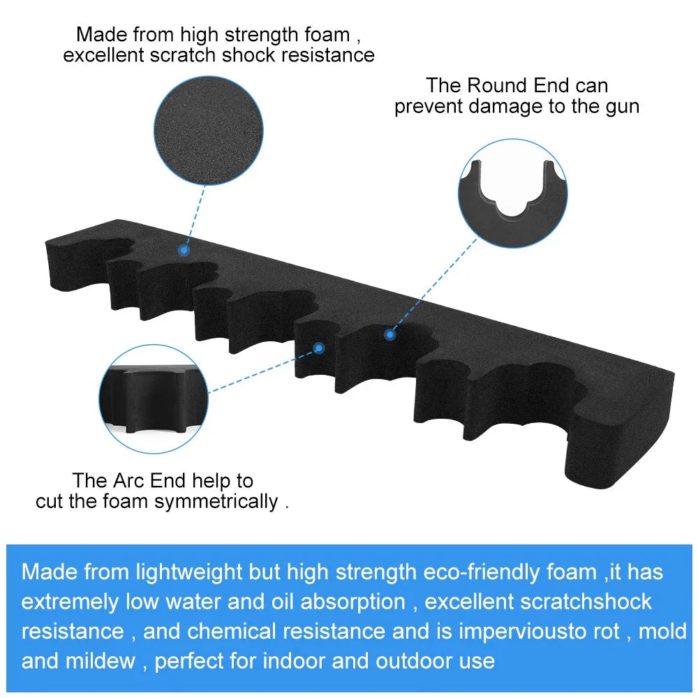 Foam Gun Rack Wall-Mount – 3/5 Slot Self-Adhesive Rifle Holder for Hunting Accessories