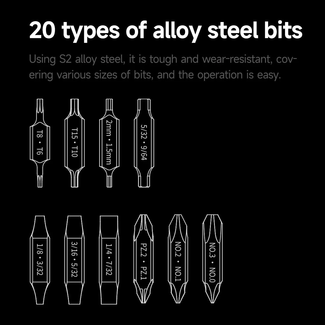 NEXTOOL 20-Piece Hex Bit Accessory Kit for E1 Flagship Captain Multi-tool