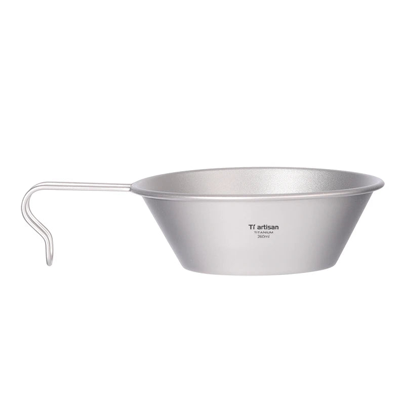 TIARTISAN 260ml Titanium Sierra Bowl with Fixed Handle for Camping